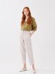 Elastic Waist Straight Linen Blend Women's Trousers