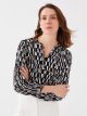 Tie Collar Patterned Women's Blouse