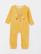 Crew Neck Long Sleeve Embroidery Detailed Velvet Baby Boy Jumpsuit