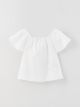 Boat Neck Short Sleeve Girls' Blouse