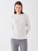 Crew Neck Patterned Long Sleeve Women's Tricot Sweater