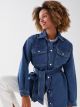 Shirt Collar Straight Long Sleeve Oversize Women's Jean Jacket