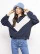 Turtle Neck Long Sleeve Women's Sweatshirt with Color Block