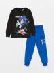 Crew Neck Sonic Printed Long Sleeve Boys Pajamas Set