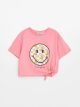 Crew Neck SmileyWorld Printed Short Sleeve Girls T-Shirt