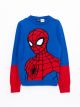 Crew Neck Spiderman Patterned Long Sleeve Boy Tricot Sweater