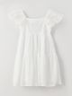 Square Collar Embroidered Short Sleeve Girls' Dress