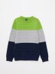 Crew Neck Long Sleeve Boy Tricot Sweater with Color Block