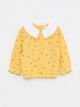 Bebe Collar Long Sleeve Patterned Baby Girl Sweatshirt