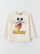 Crew Neck Long Sleeve Mickey Mouse Printed Baby Boy T-Shirt