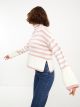 Turtleneck Striped Long Sleeve Women's Tricot Sweater