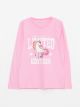 Crew Neck Printed Long Sleeve Cotton Girl T-shirt