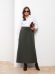 Elastic Waist Straight A-Line Gabardine Women's Skirt