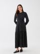 Crew Neck Polka Dot Long Sleeve Maternity Dress