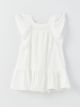 Square Collar Short Sleeve Patterned Baby Girl Dress