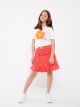 Crew Neck Printed Short Sleeve Girl's T-Shirt and Skirt