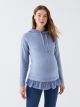 Hooded Plain Long Sleeve Maternity Knitwear Sweater