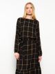 Crew Neck Plaid Long Sleeve Gabardine Women Shirt Dress