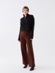 Elastic Waist Regular Bell-Bottoms Women's Tricot Trousers