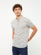 Grandad Collar Short Sleeve Patterned Men's T-Shirt