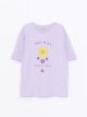 Crew Neck Printed Short Sleeve Cotton Girl T-shirt