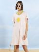 Crew Neck Printed Short Sleeve Cotton Women's Beach Dress