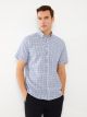 Regular Fit Short Sleeve Plaid Oxford Men's Shirt