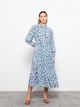 Shirt Neck Patterned Long Sleeve Viscose Women's Dress