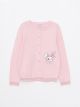 Crew Neck Embroidered Long Sleeve Girl Tricot Cardigan