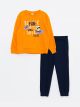 Crew Neck Printed Long Sleeve Boy Sweatshirt and Sweatpants