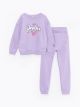 Crew Neck Printed Long Sleeve Girl Sweatshirt and Sweatpants