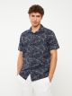 Regular Fit Short Sleeve Patterned Poplin Men's Shirt