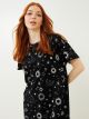 Crew Neck Patterned Short Sleeve Cotton Women's Nightgown