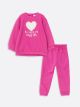 Crew Neck Long Sleeve Printed Baby Girl Sweatshirt and Sweatpants 2-Pack Set