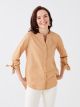 Henley Neckline Plain Poplin Women's Shirt