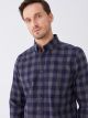 Regular Fit Long Sleeve Plaid Gabardine Men's Shirt