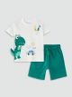 Crew Neck Short Sleeve Printed Baby Boy T-Shirt and Shorts 2-Piece Set