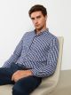 Regular Fit Long Sleeve Plaid Dobby Men's Shirt