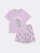 Crew Neck Bugs Bunny Printed Short Sleeve Girls Shorts Pajamas Set