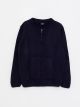 Bomber Collar Basic Long Sleeve Boy Zippered Knitwear Cardigan