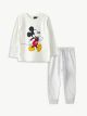 Crew Neck Long Sleeve Mickey Mouse Printed Baby Boy T-shirt and Trousers 2-Pack Set