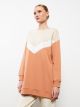 Crew Neck Long Sleeve Women's Tunic with Color Block