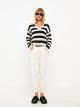 Polo Neck Striped Long Sleeve Women's Tricot Sweater