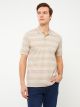 Polo Neck Short Sleeve Striped Men's T-Shirt