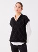 V-Neck Patterned Oversize Women Knitwear Sweater