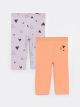 Elastic Waist Printed Baby Girl Tights 2-Pack