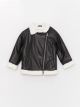 Long Sleeve Basic Baby Girl Leather Jacket