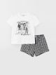 Crew Neck Printed Short Sleeve Girl's T-Shirt and Shorts