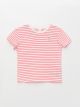 Crew Neck Short Sleeve Striped Baby Girl T-Shirt