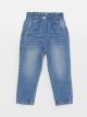 Elastic Waist Basic Baby Girl Denim Trousers